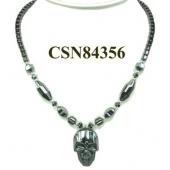 Hematite Skull Pendant Beads Stone Chain Choker Fashion Women Necklace